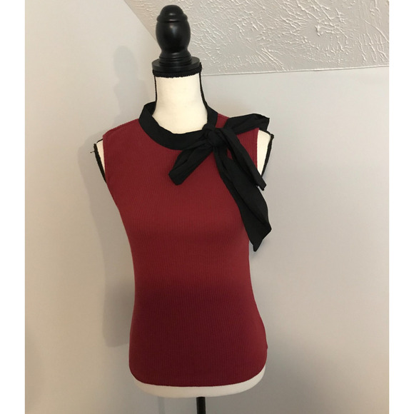 Anthropologie Left Coast Dolan Tie-Neck Ribbed Shell Blouse EXSM - New With Tag - Picture 1 of 10